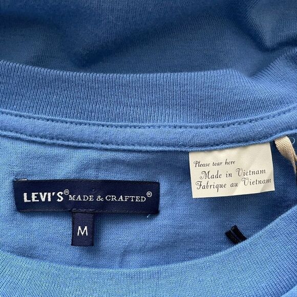 Levi’s Made & Crafted Blue T-Shirt With Embroidered Detail On Pocket Men’s Sz M - Picture 5 of 9